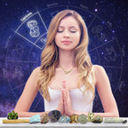 DANCING BEAR Capricorn Zodiac Healing Crystals Gift Set (14 Pc): 9 Stones, 18K Gold-plated Constellation Necklace, Meteorite, Su