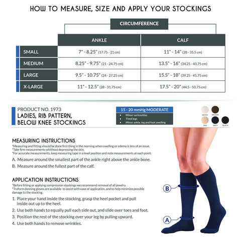 Truform Compression Socks, 15-20 mmHg, Women's Dress Socks, Knee High Over Calf Length, Tan Rib Knit, X-Large