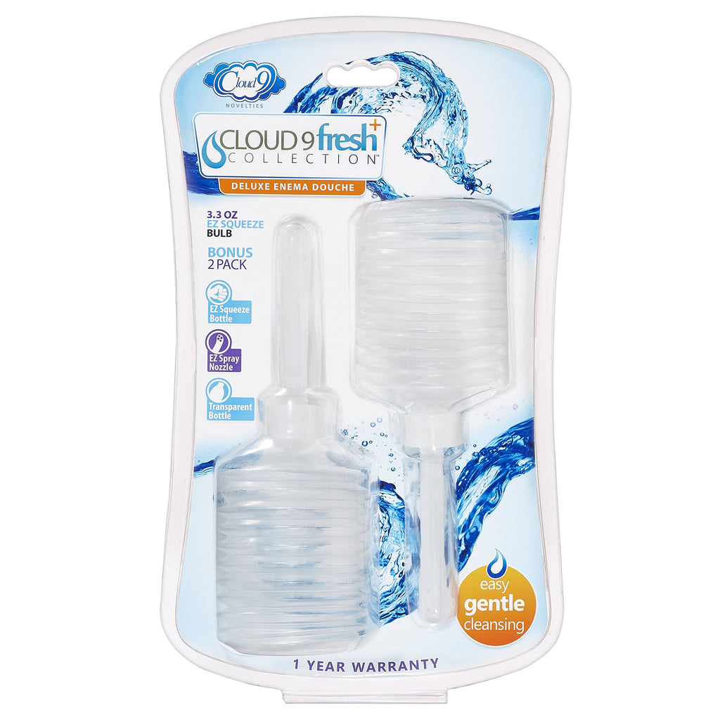 CLOUD 9 FRESH + PORTABLE ANAL ENEMA DOUCHE 3.3 OZ EZ SQUEEZE BULB 2 PACK