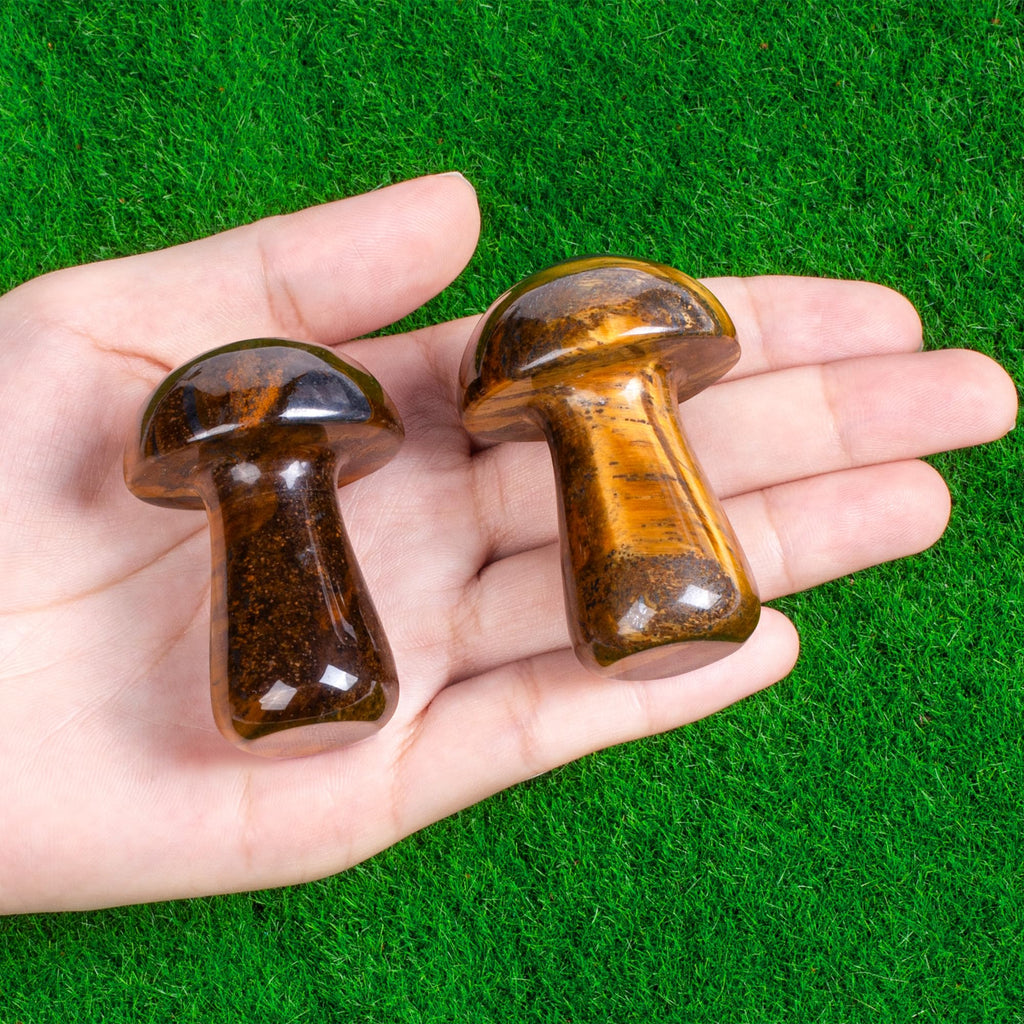 ZHIYUXI Tigers Eye Crystal Mushroom Sculpture Healing Stones Mini Mushroom Ornaments Gemstones Mushroom Decor Stuff for Witchcra