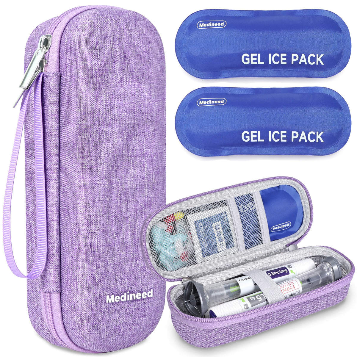 Medineed Portable Zepbound & Mounjaro Travel Case, TSA Approved,Purple