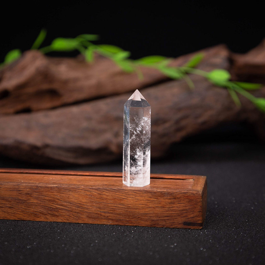 Luckeeper Healing Crystal Wands 2 Clear Quartz Crystal Obelisk | Polished 6 Faceted Reiki Chakra Meditation Therapy