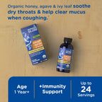 Mommys Bliss Organic Kids Cough Syrup and Mucus Relief + Immunity Support, Agave & Honey, Ivy Leaf, Elderberry, Zinc, Vitamin C