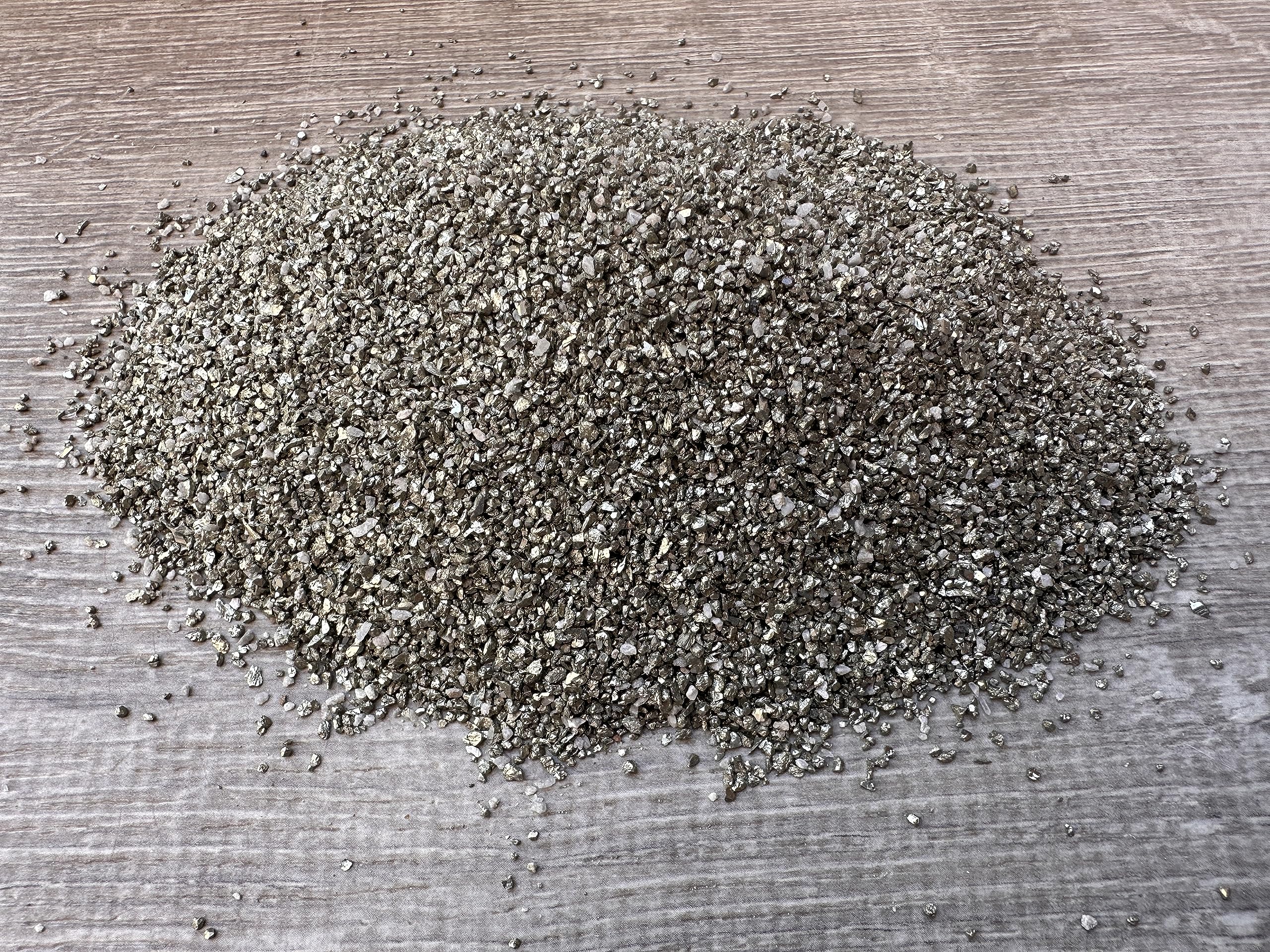 GAF TREASURES 2 oz Lot Natural Semi Tumbled Gemstone Chips, Crushed Mini Crystals, Undrilled Crystal Chips (Pyrite Sand)