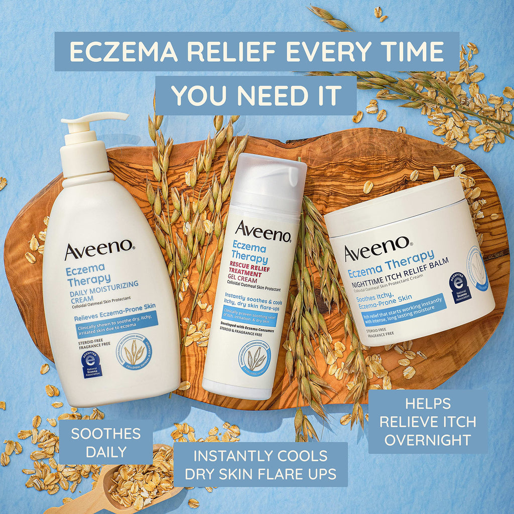 Aveeno Eczema Therapy Nighttime Itch Relief Balm with Colloidal Oatmeal and Ceramide for Dry Itchy Skin, Fragrance-Free Anti Itc