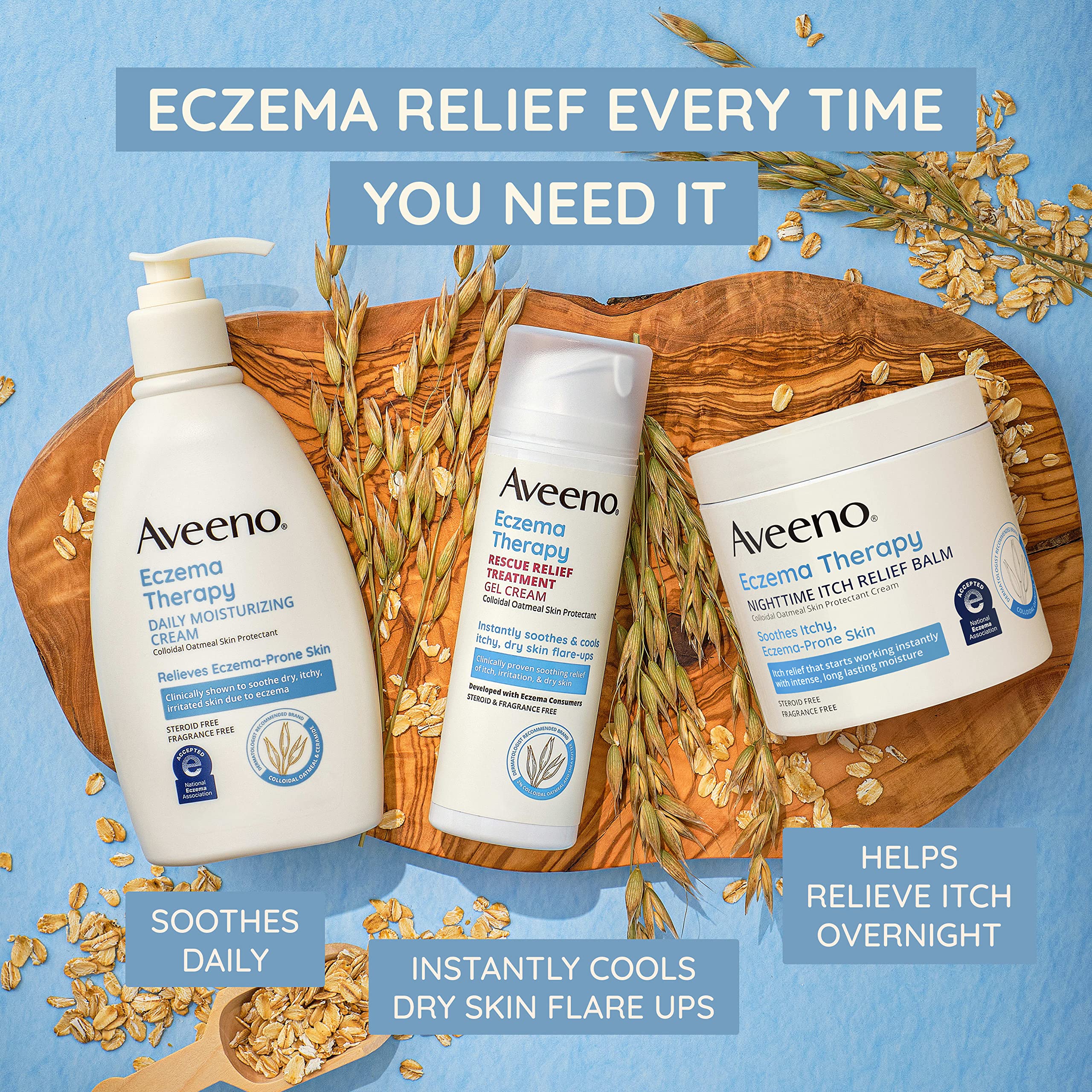 Aveeno Eczema Therapy Nighttime Itch Relief Balm with Colloidal Oatmeal and Ceramide for Dry Itchy Skin, Fragrance-Free Anti Itc