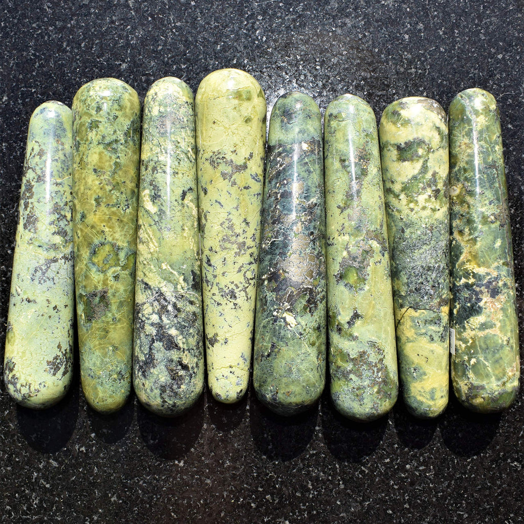 Charged 4 Serpentine Crystal Massage Wand + Selenite Charging Heart Included (Stimulate Kundalini Energies/Remove Chakra BLOCKAG
