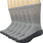 Debra Weitzner 6 Pairs Diabetic Crew Socks Reinforced Heel and Toe Non-Binding Cushion Socks for Men and Women Grey/Black Sole 9
