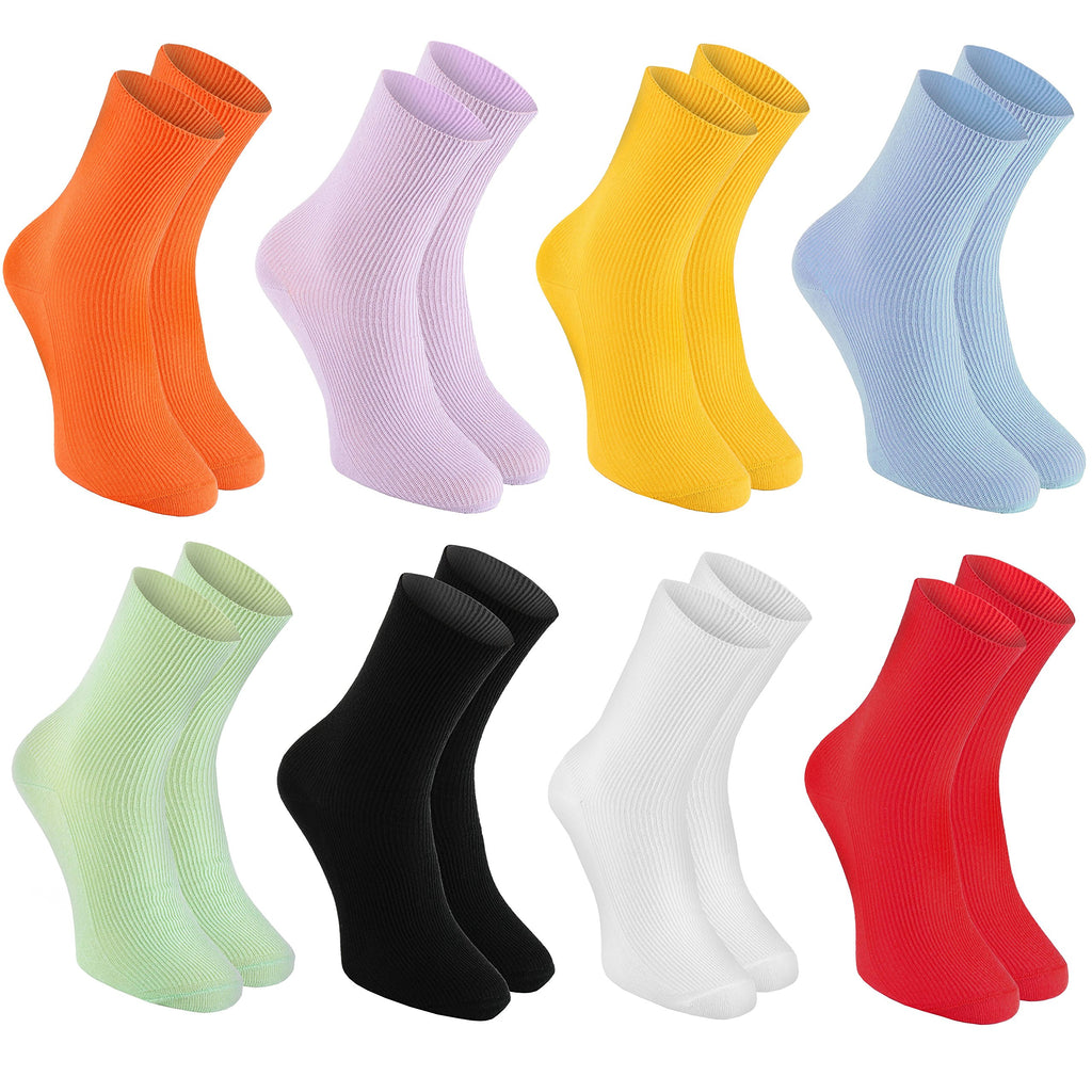 Rainbow Socks - 8 pairs of DIABETIC Elastic Cotton Socks for SWOLLEN FEET, Colorful Mix S