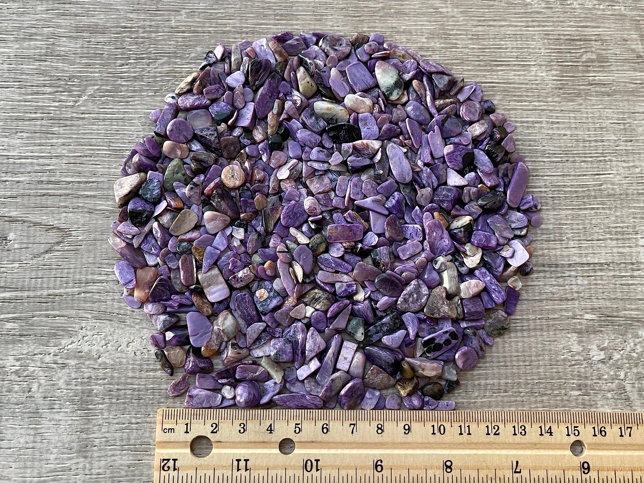 2 oz Lot Natural Charoite Semi Tumbled Charoite Gemstone Chips, Charoite Crushed Mini Crystals, Undrilled Crystal Chips (Charoit