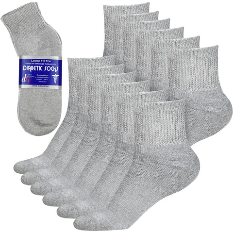 Debra Weitzner Diabetic Ankle Socks Mens Womens Non-Binding Socks Loose Fit 12 Pairs Grey