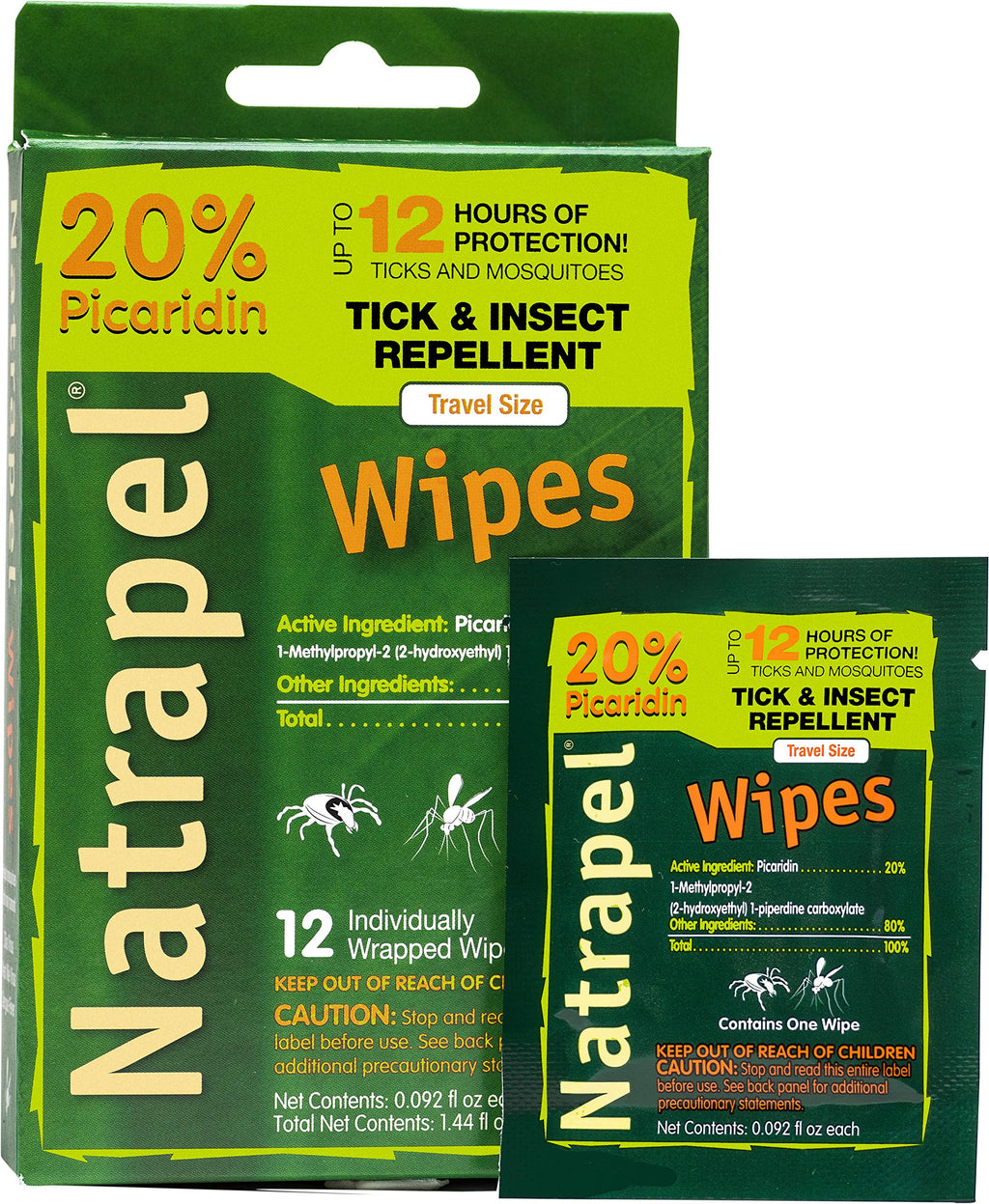 Natrapel Picaridin Insect Repellent Wipes - 12 Hour Bug Repellent Travel Wipes Repel Mosquitoes, Ticks & More