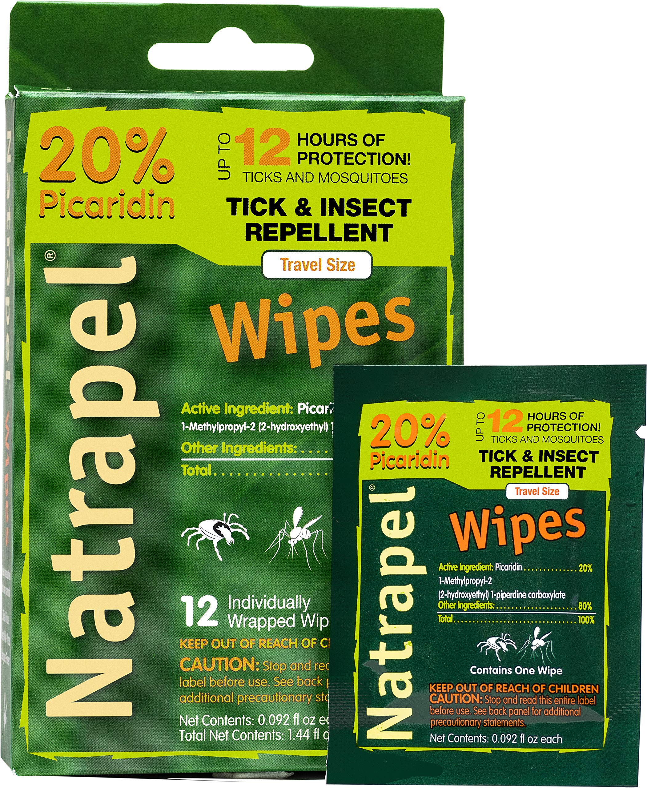 Natrapel Picaridin Insect Repellent Wipes - 12 Hour Bug Repellent Travel Wipes Repel Mosquitoes, Ticks & More