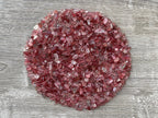 GAF TREASURES 2 oz Lot Natural Semi Tumbled Gemstone Chips, Crushed Mini Crystals, Undrilled Crystal Chips (Strawberry)
