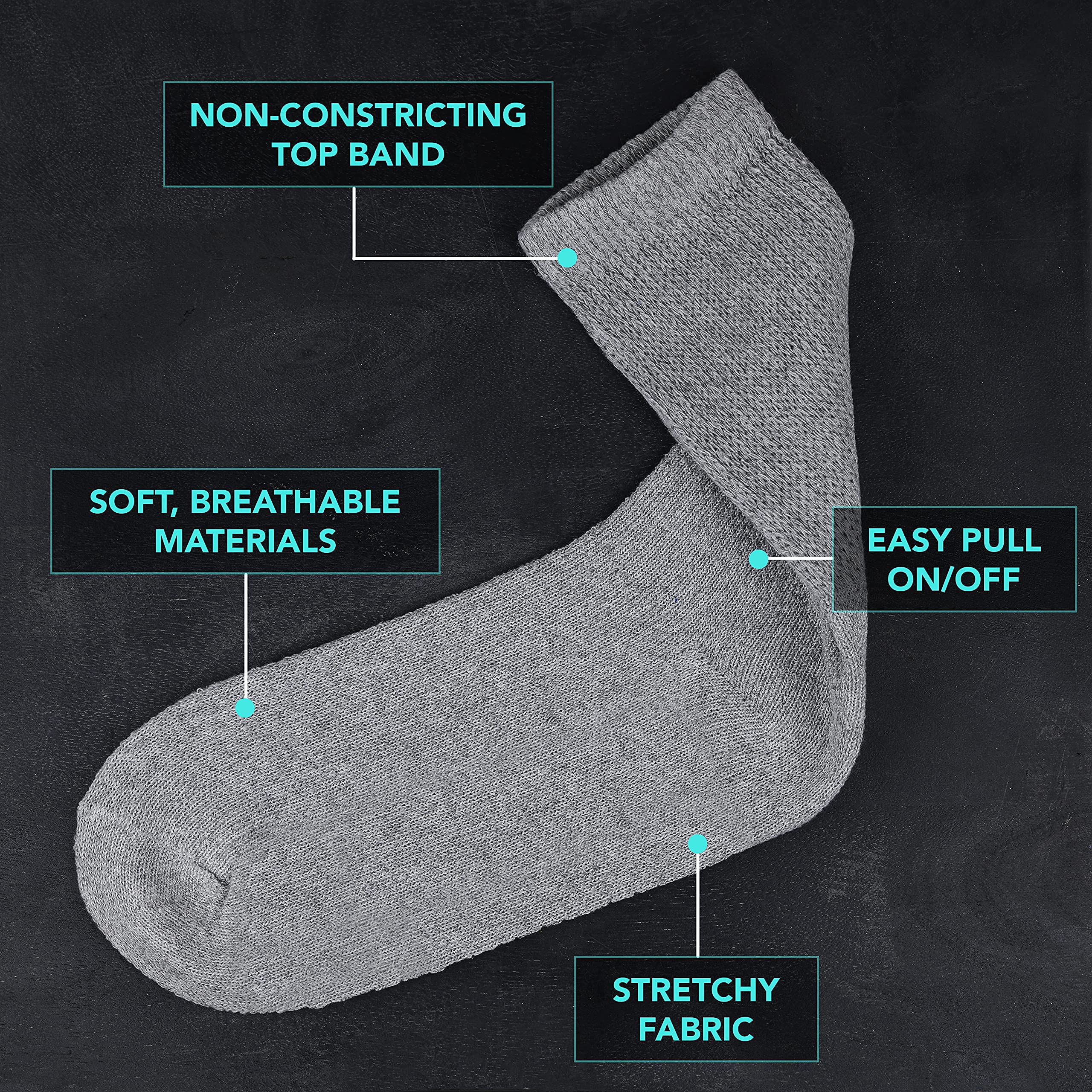 Diabetic Socks Mens Cotton 6-Pack Crew White By DEBRA WEITZNER crew/white Mens 13-15