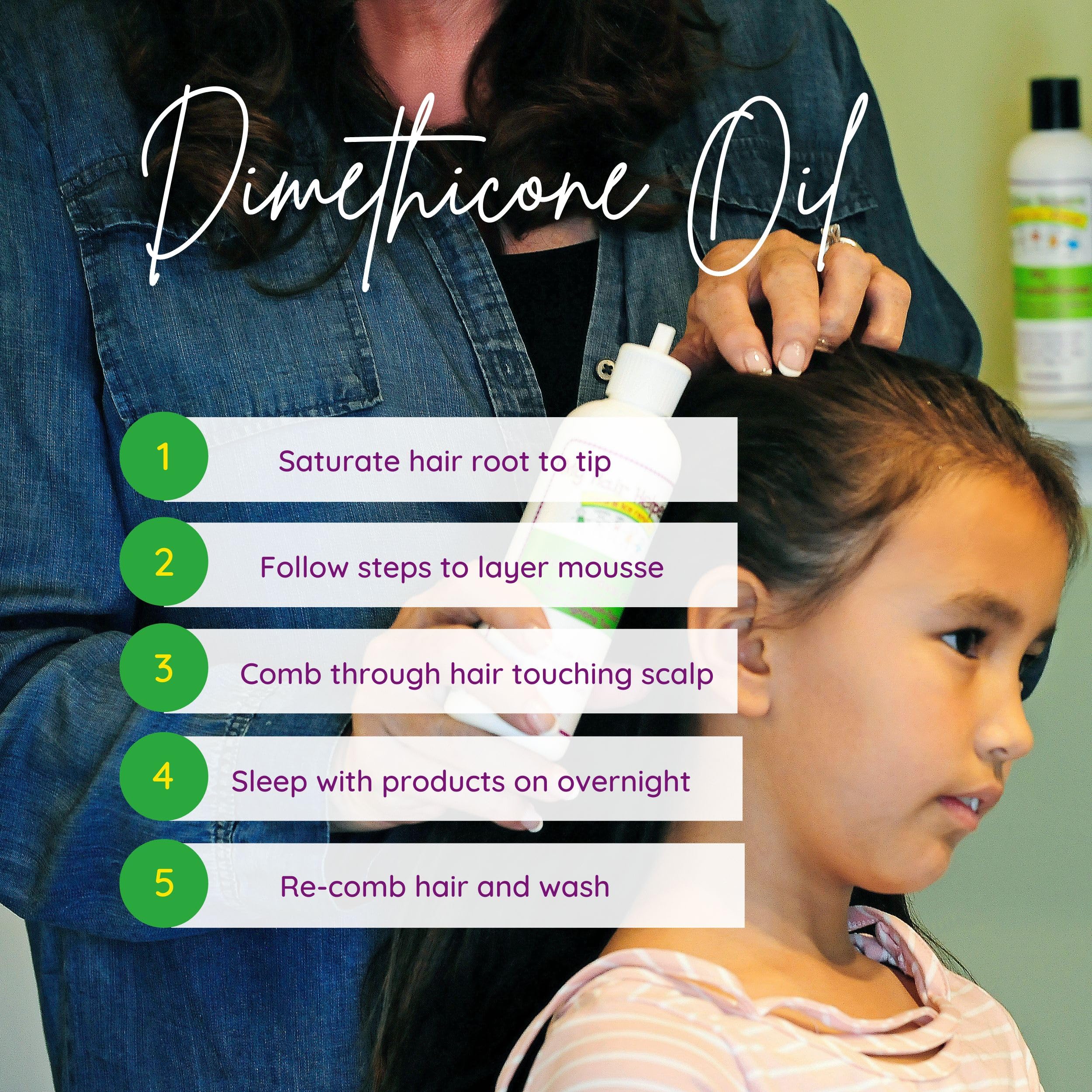 My Hair Helpers Head Lice Solution Kit with Lice Comb, Dimethicone Oil, and Mousse, Easy at Home Use, for 1-2 Kids