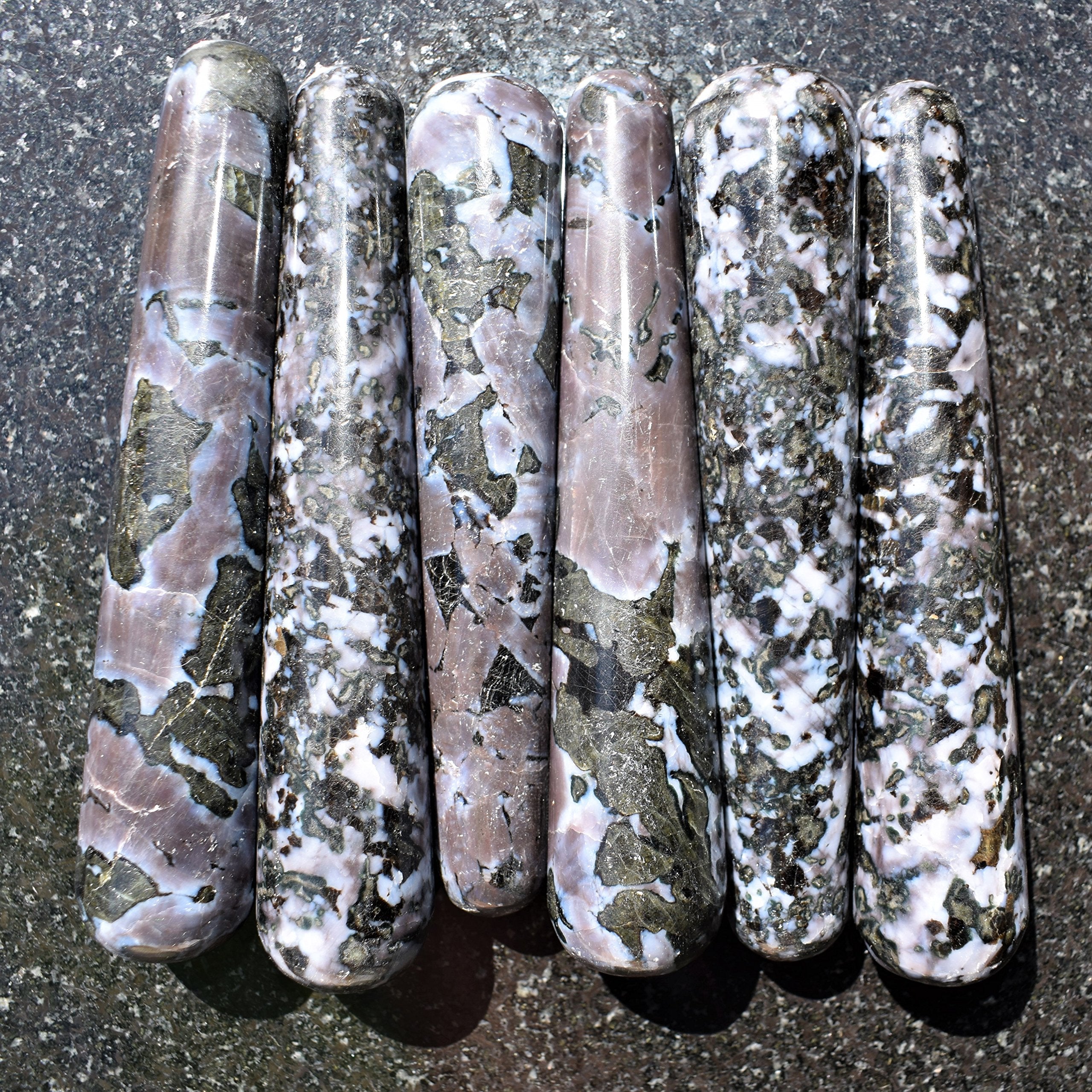 Charged 4 Mystic Indigo Gabbro Crystal Massage Wand + Selenite Charging Heart Included (Stone of Enlightenment Healing Energy)