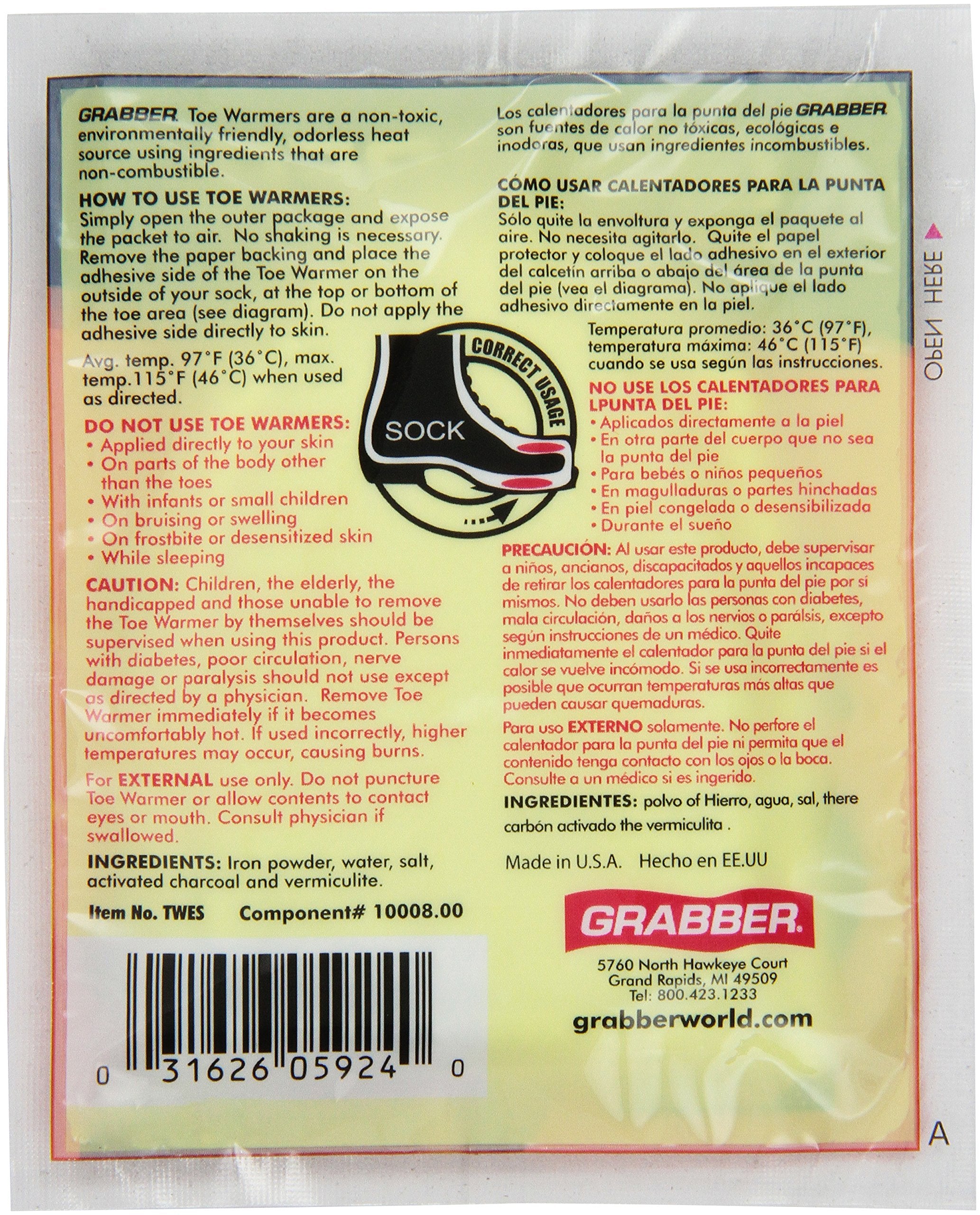 Grabber 8992 Performance TWES Heat Treat Toe Warmers, Pair