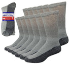 Debra Weitzner 6 Pairs Diabetic Crew Socks Reinforced Heel and Toe Non-Binding Cushion Socks for Men and Women Grey/Black Sole 9