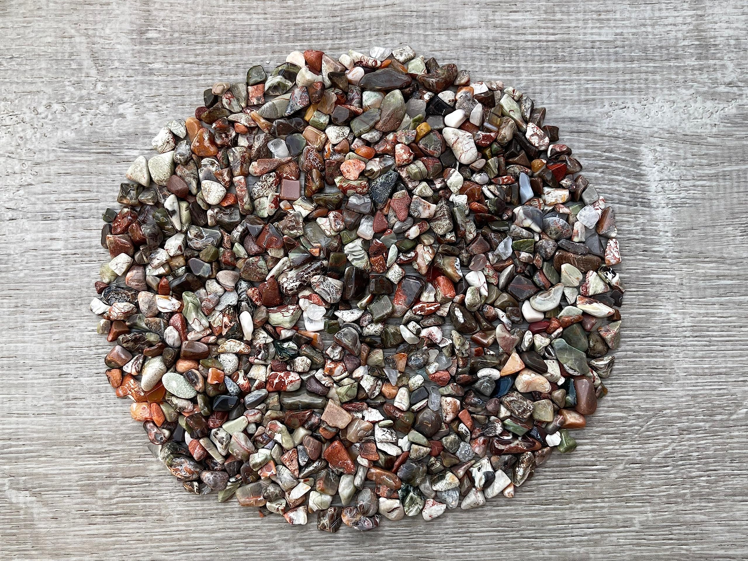 2 oz Lot Natural Semi Tumbled Gemstone Chips, Crushed Mini Crystals, Undrilled Crystal Chips (Ocean Jasper)