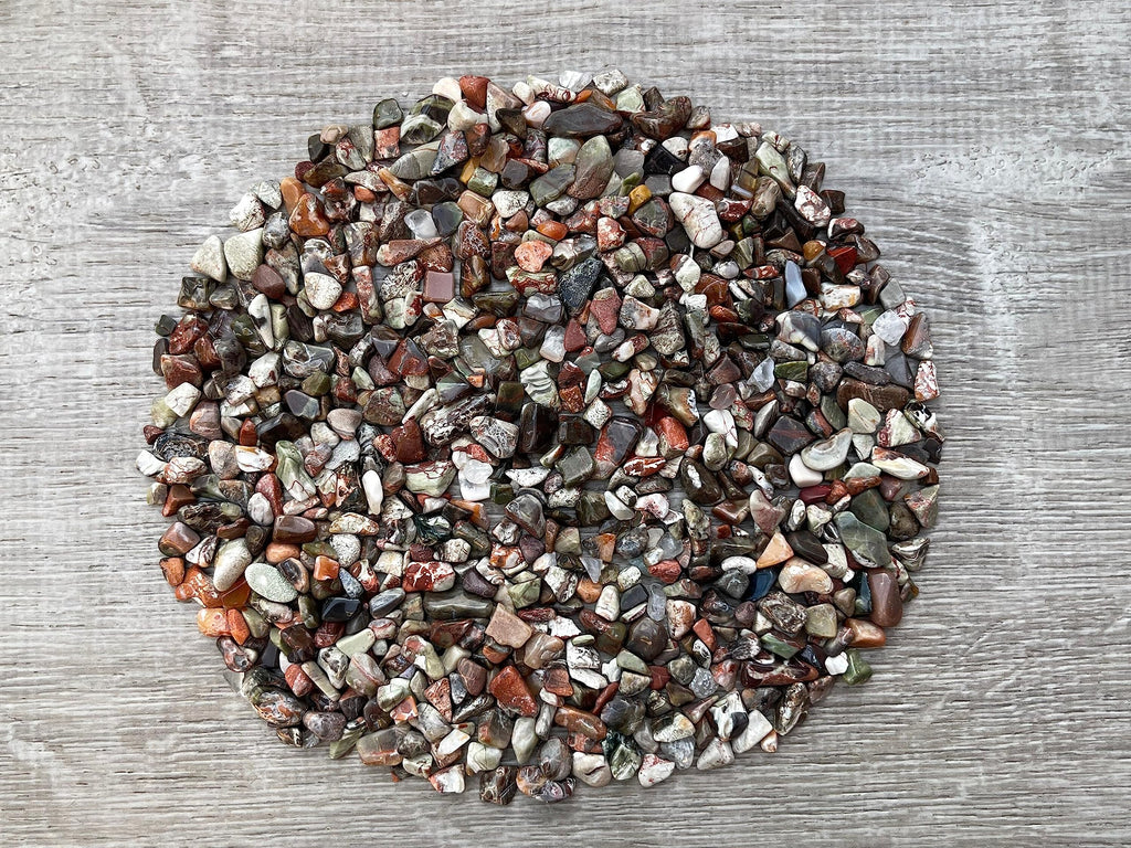 2 oz Lot Natural Semi Tumbled Gemstone Chips, Crushed Mini Crystals, Undrilled Crystal Chips (Ocean Jasper)