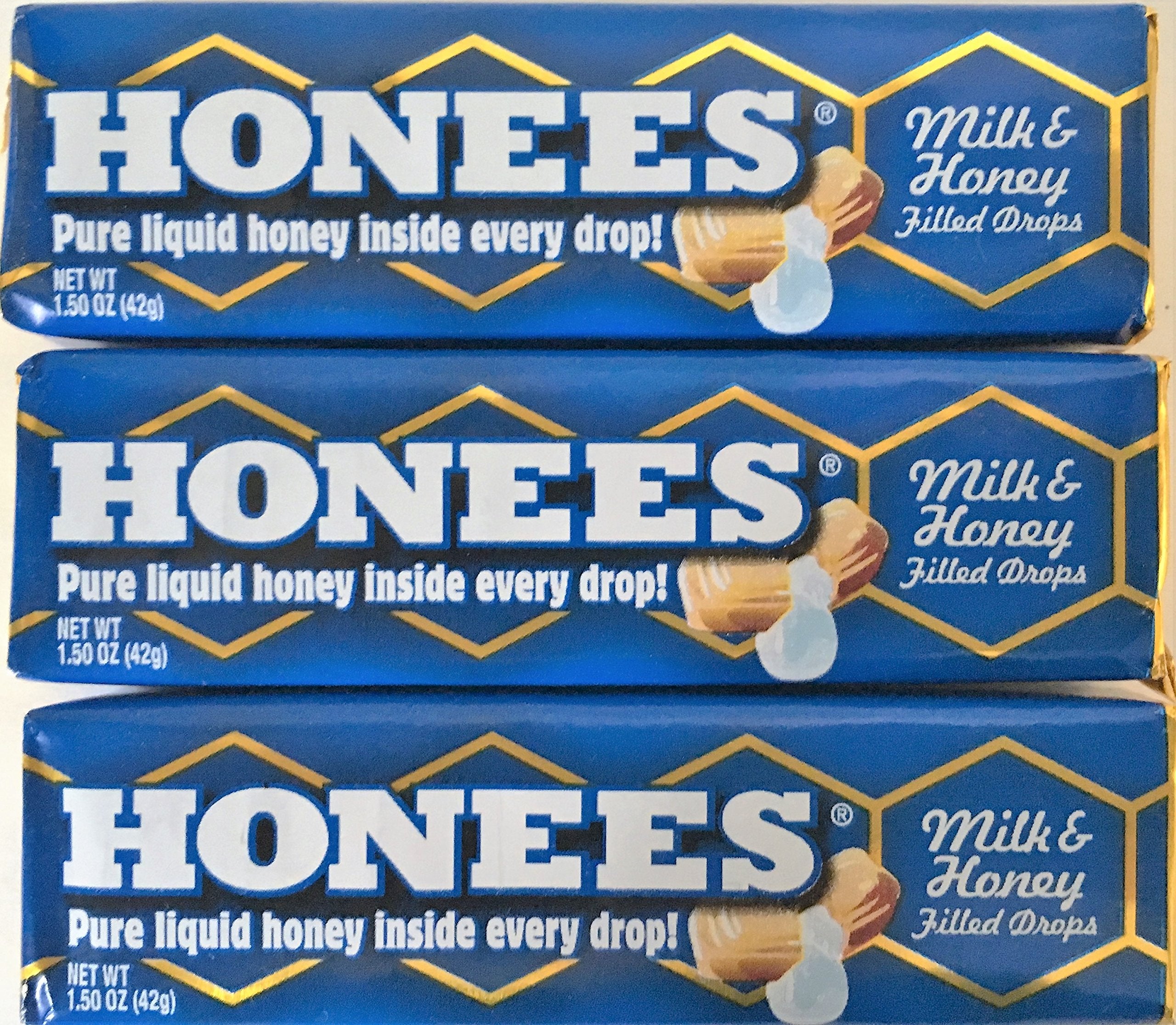 Honees Honey Filled Cough Drops, Milk & Honey- Natural Cough Drops- Sore Throat Relief - Nothing Artificial -Throat Lozenges, Na