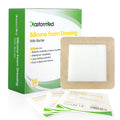 kastormed Silicone Adhesive Foam Dressing with Gentle Border 4x4 10 Pack, High Absorbency Foam Wound Bandage for Bed Sore, L