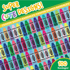 Crayola Shaped Kids Bandages, 100 CT | Great for Birthdays, Party Supplies, Stickers, Stocking Stuffer or White Elephant Gift |