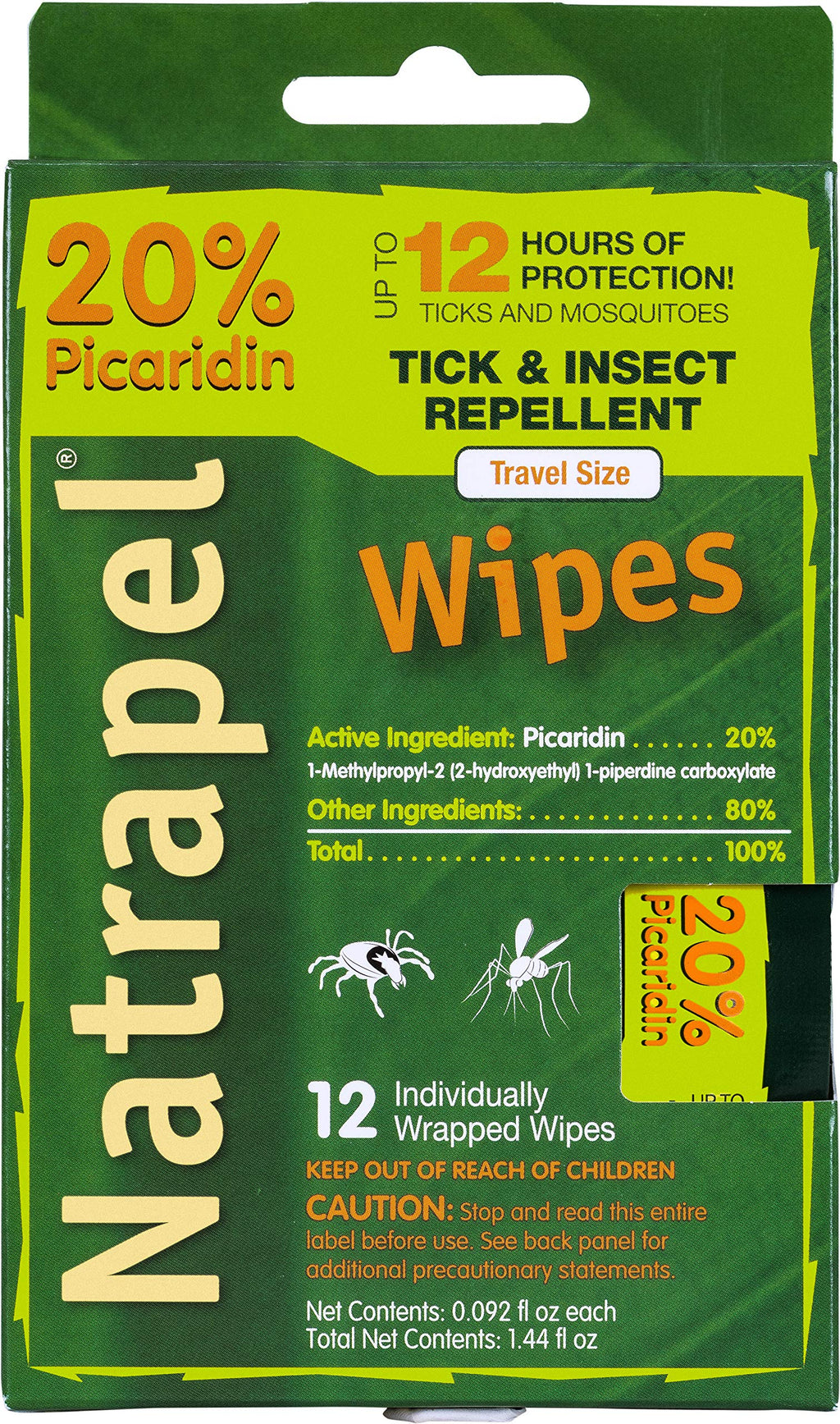Natrapel Picaridin Insect Repellent Wipes - 12 Hour Bug Repellent Travel Wipes Repel Mosquitoes, Ticks & More