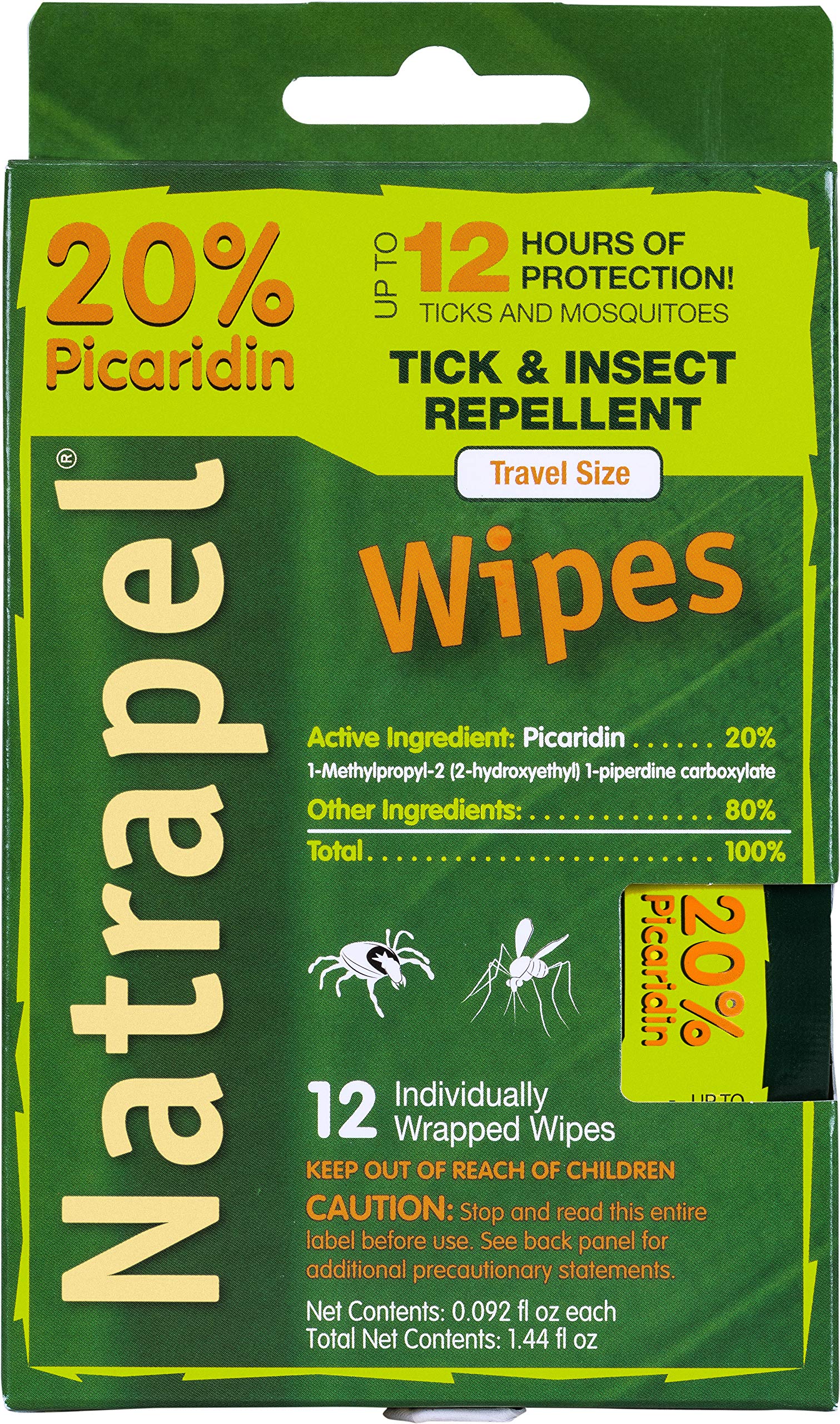 Natrapel Picaridin Insect Repellent Wipes - 12 Hour Bug Repellent Travel Wipes Repel Mosquitoes, Ticks & More