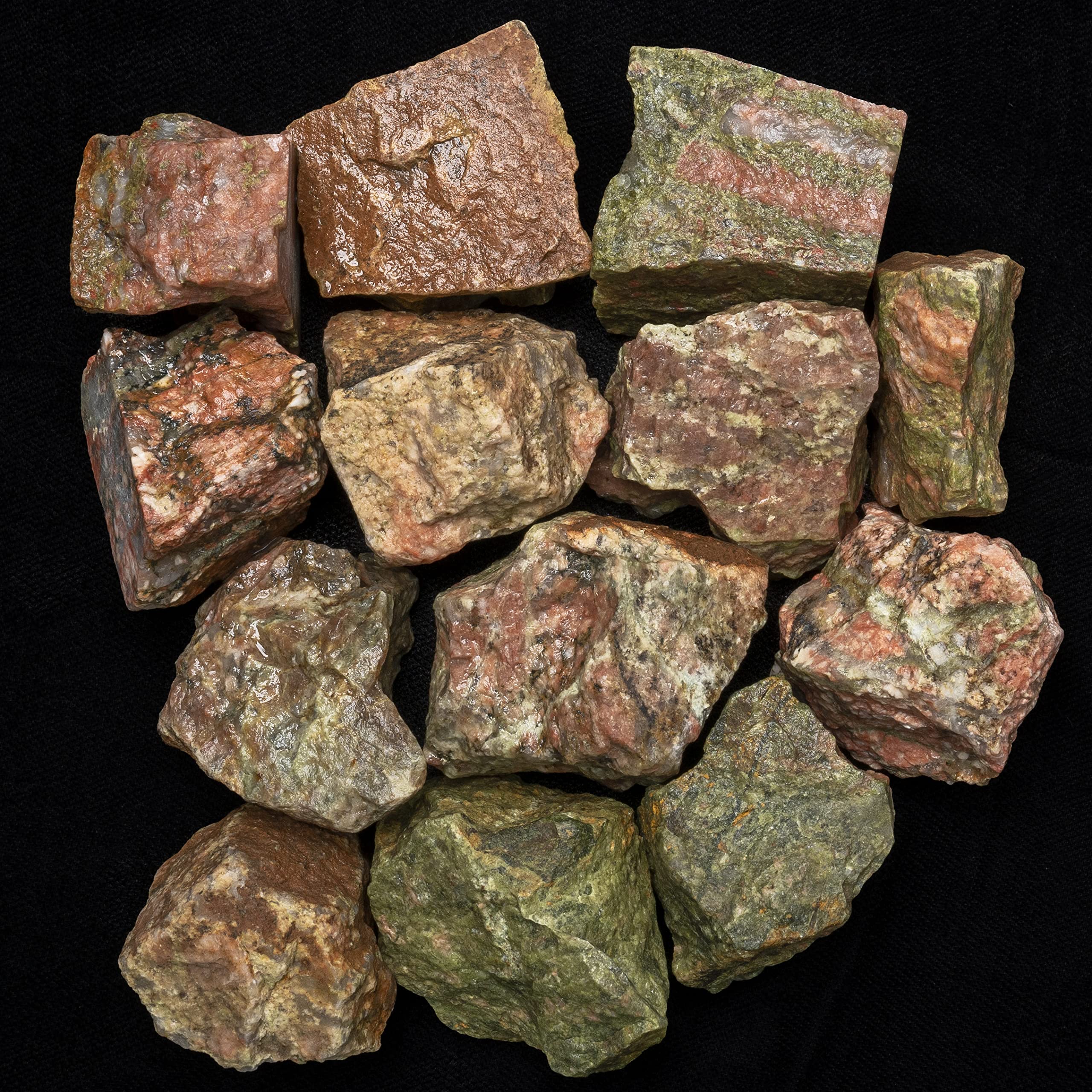 Crocon 1LB Unakite Rough Bulk Natural Stone Raw Gemstone Tumbling Cabbing Polishing Mining Chakra Balancing Reiki Healing Good L