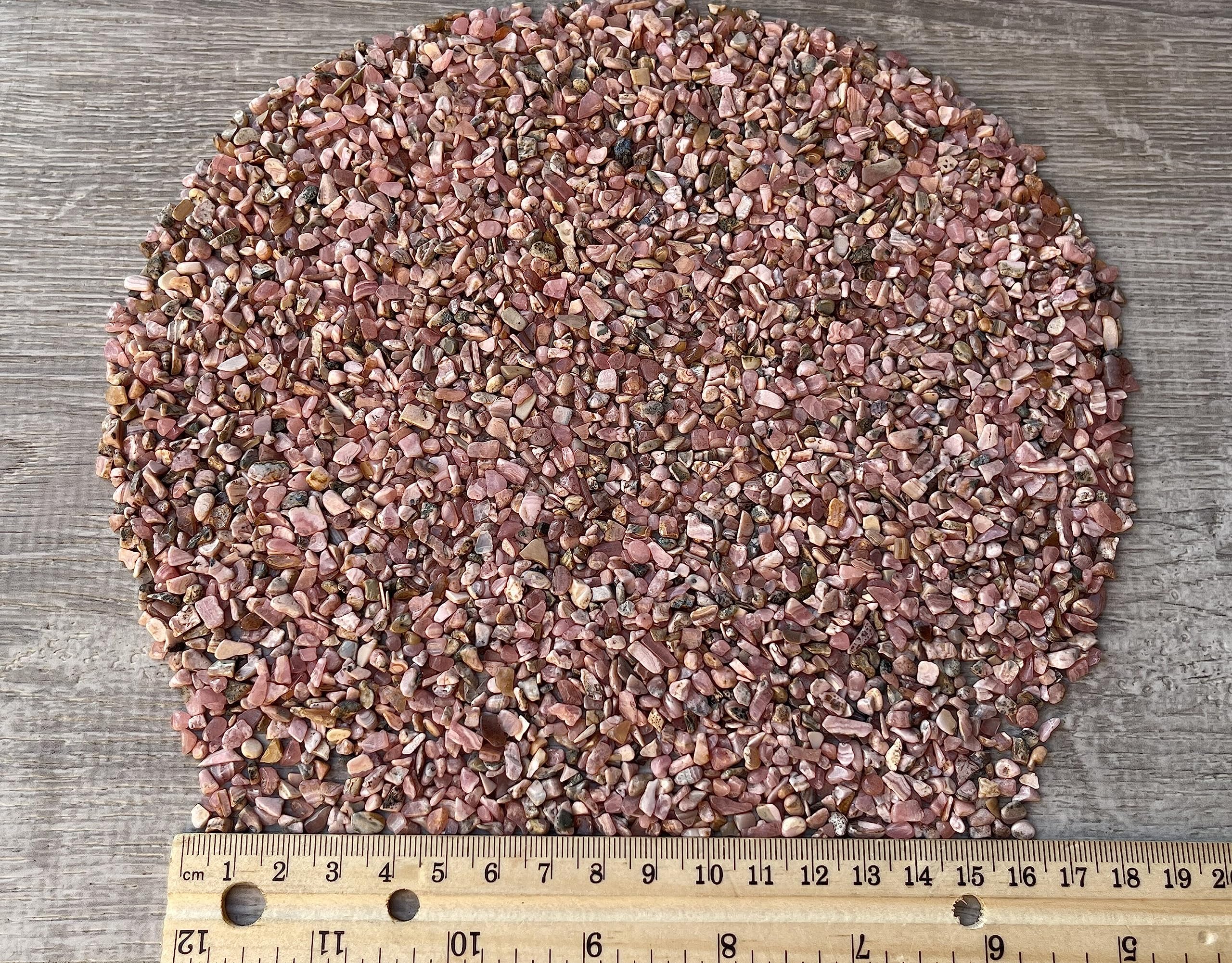 GAF TREASURES 2 oz Lot Natural Semi Tumbled Gemstone Chips, Crushed Mini Crystals, Undrilled Crystal Chips (Rhodochrosite)