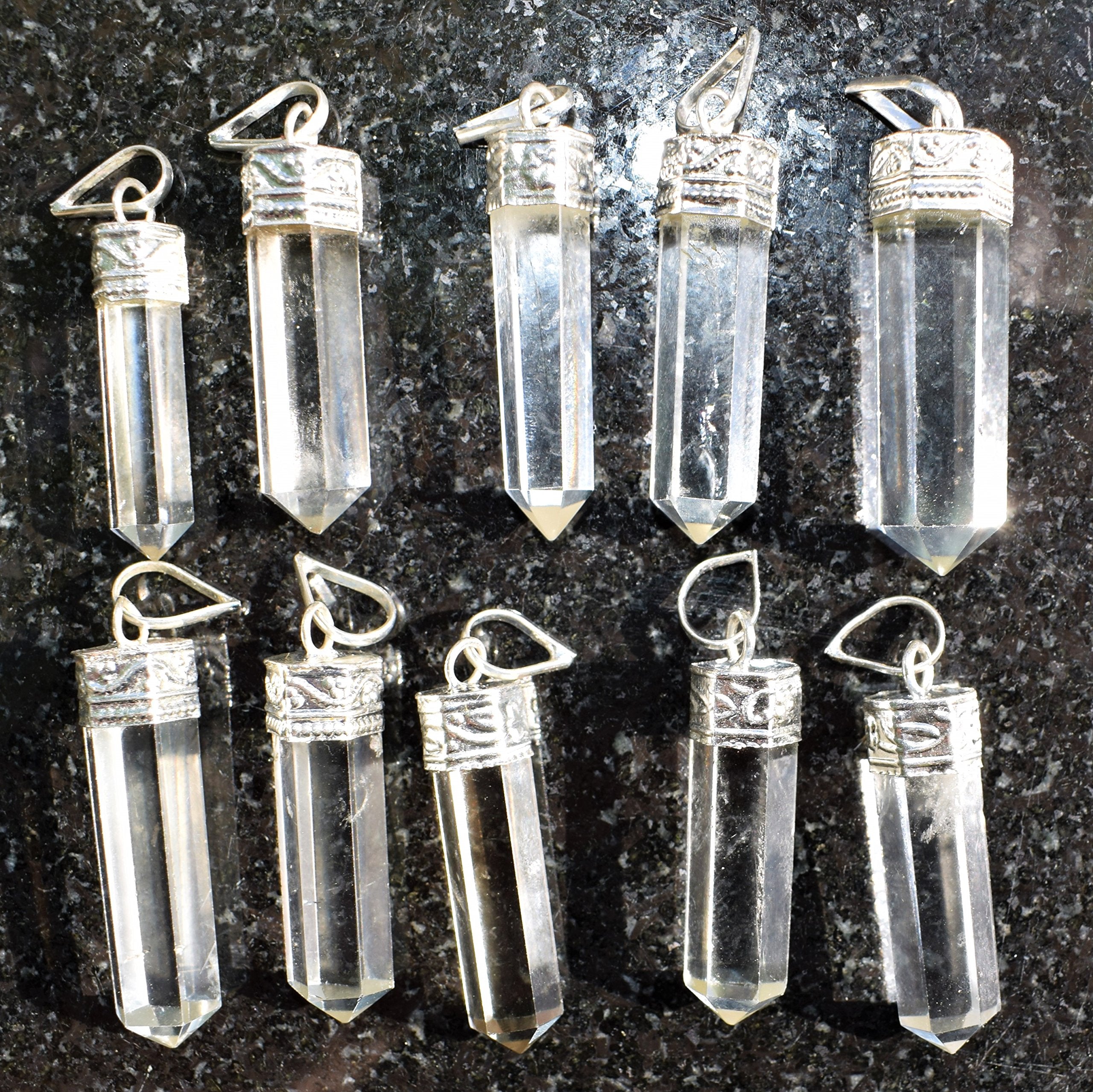 Zenergy Gems CHARGED Faceted Natural Amplifier Clear Quartz Crystal Perfect Pendant + 20'' Silver Chain + Selenite Heart Chargin