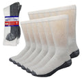 Debra Weitzner 6 Pairs Diabetic Crew Socks Reinforced Heel and Toe Non-Binding Cushion Socks for Men and Women White/Black Sole 