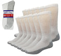 Debra Weitzner 6 Pairs Diabetic Crew Socks Reinforced Heel and Toe Non-Binding Cushion Socks for Men and Women White/Grey Sole 1