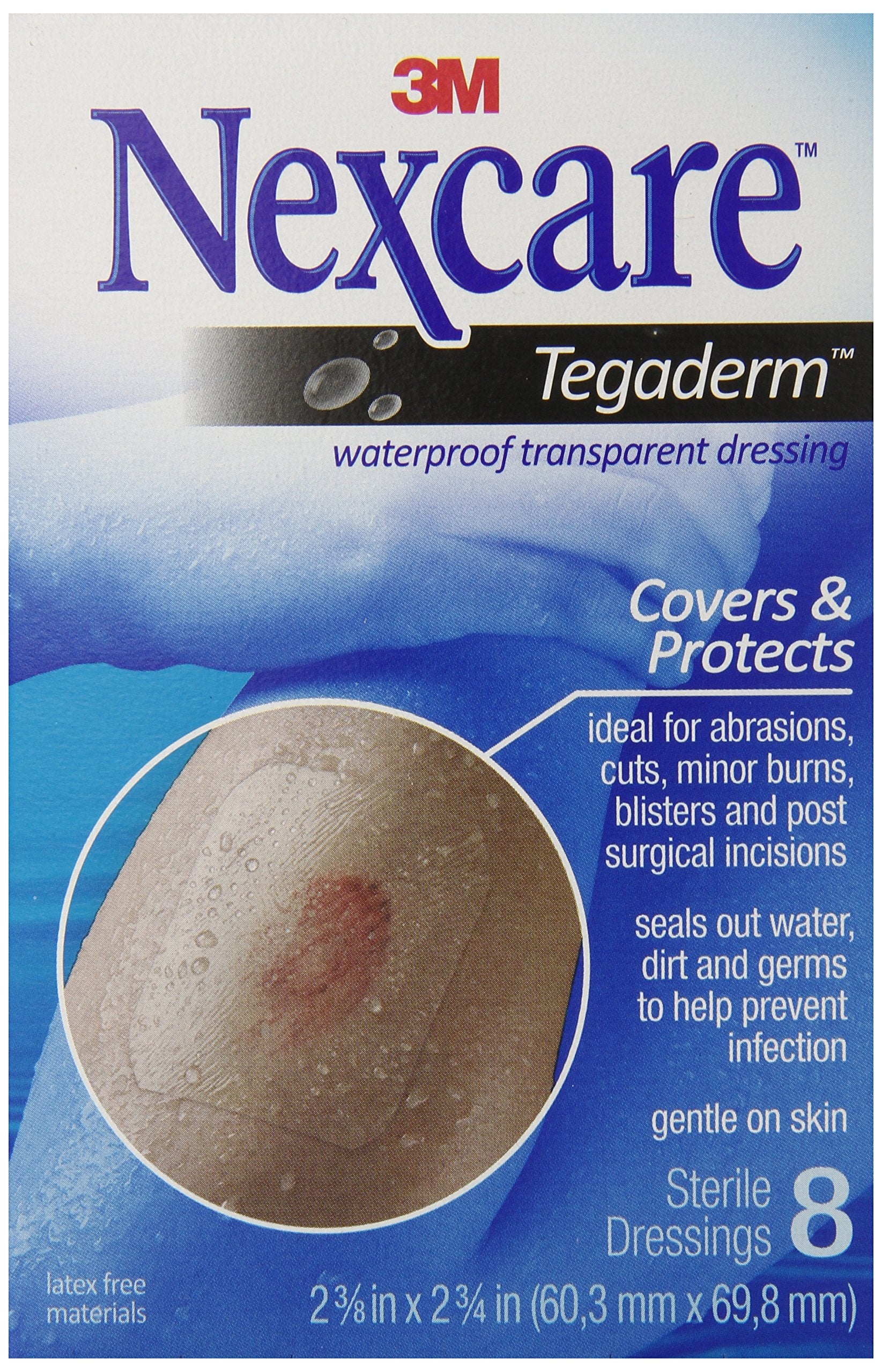 Nexcare Tegaderm Waterproof Transparent Dressing, Dirtproof, 2-3/8 Inch X 2-3/4 Inch, 8 Count