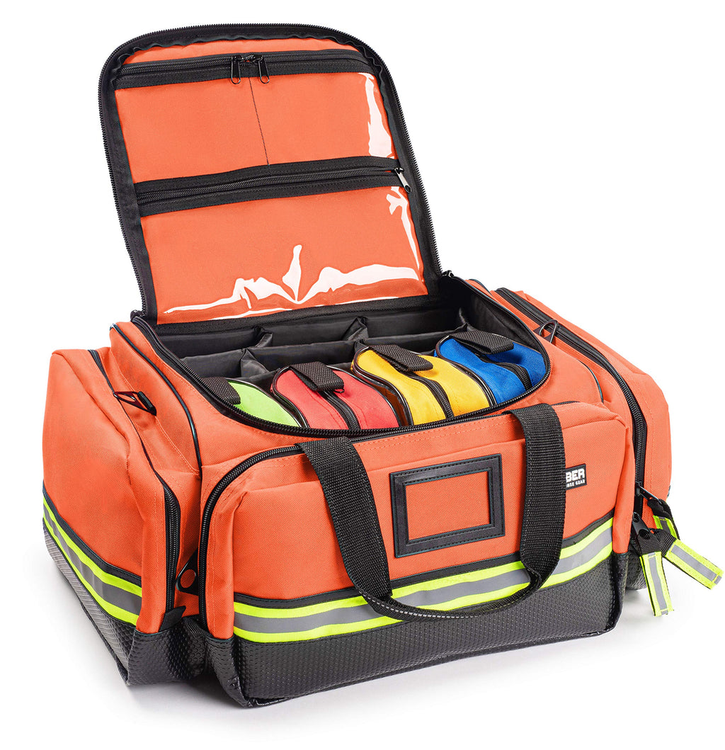 Scherber Fully-Stocked First Responder Professional Advanced EMT/EMS Trauma Kit | HSA/FSA Approved | Reflective Bag w/10+ Compar