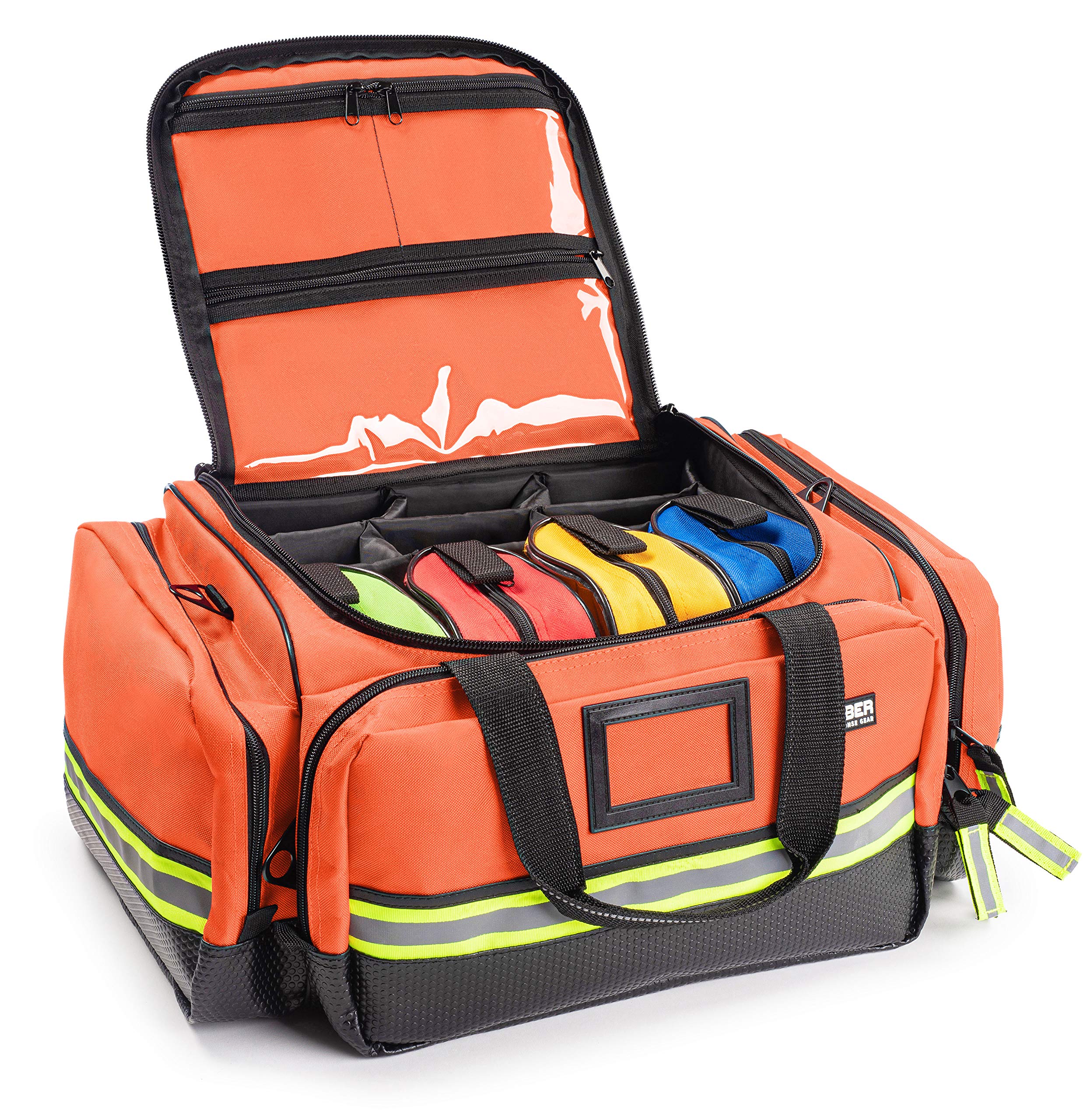 Scherber Fully-Stocked First Responder Professional Advanced EMT/EMS Trauma Kit | HSA/FSA Approved | Reflective Bag w/10+ Compar