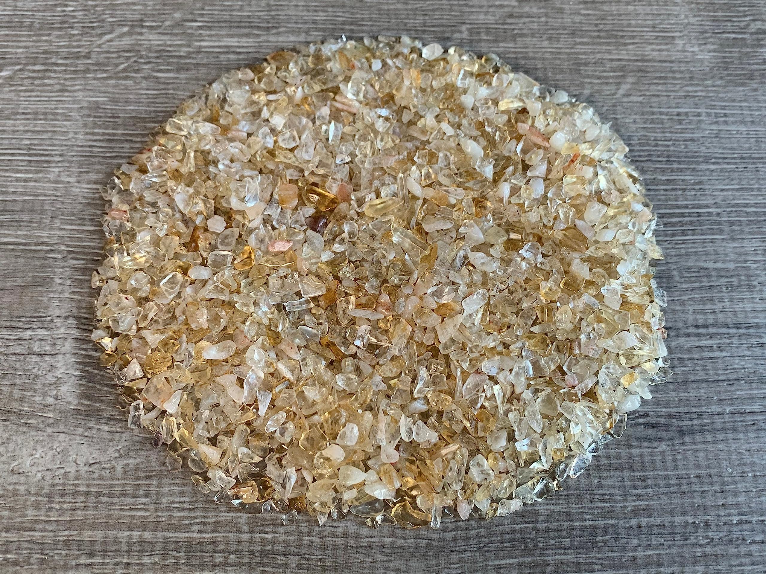 GAF TREASURES 2 oz Lot Citrine Semi Tumbled Gemstone Chips, Crushed Mini Crystals, Undrilled Crystal Chips (Citrine-Light)