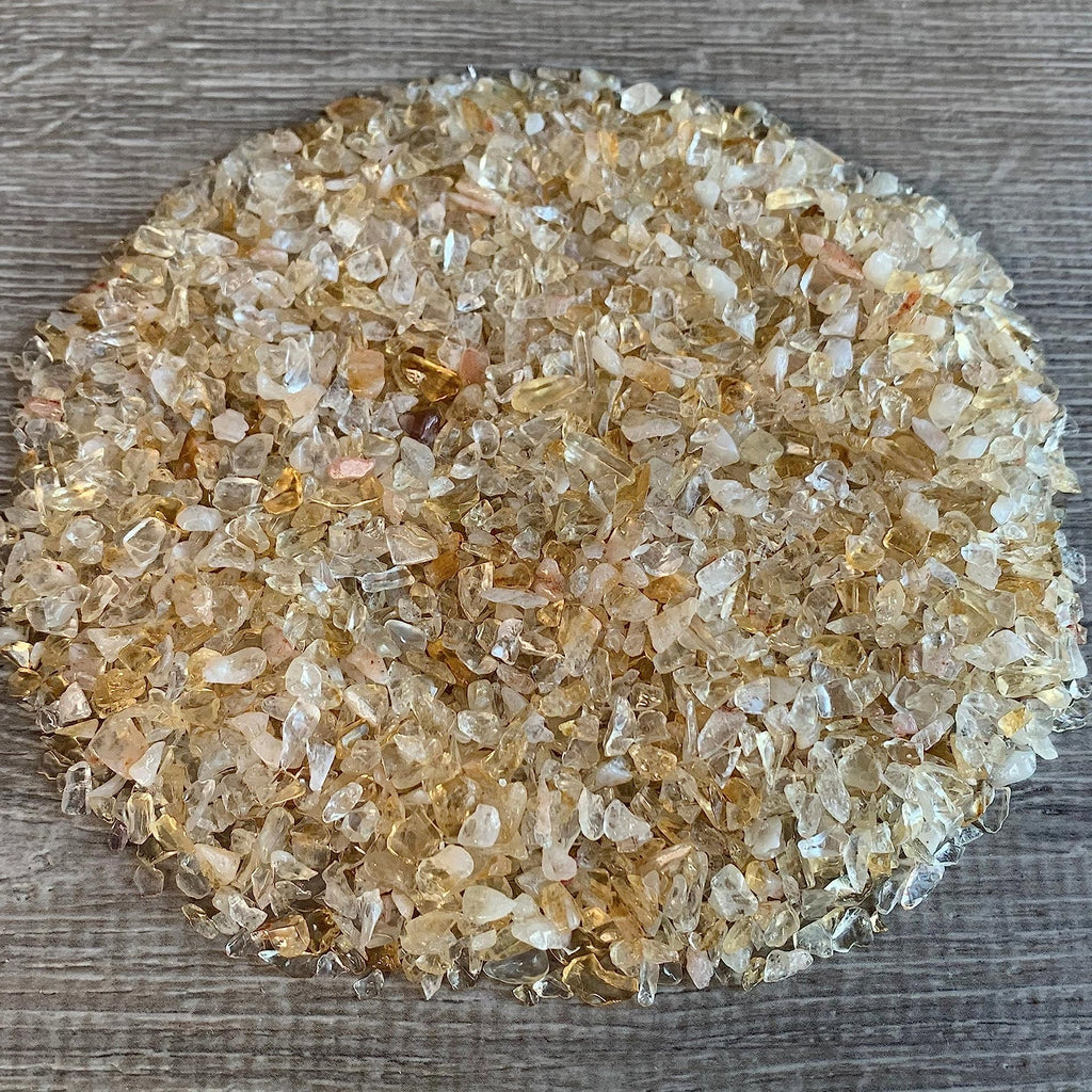 GAF TREASURES 2 oz Lot Citrine Semi Tumbled Gemstone Chips, Crushed Mini Crystals, Undrilled Crystal Chips (Citrine-Light)