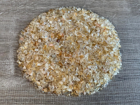 GAF TREASURES 2 oz Lot Citrine Semi Tumbled Gemstone Chips, Crushed Mini Crystals, Undrilled Crystal Chips (Citrine-Light)