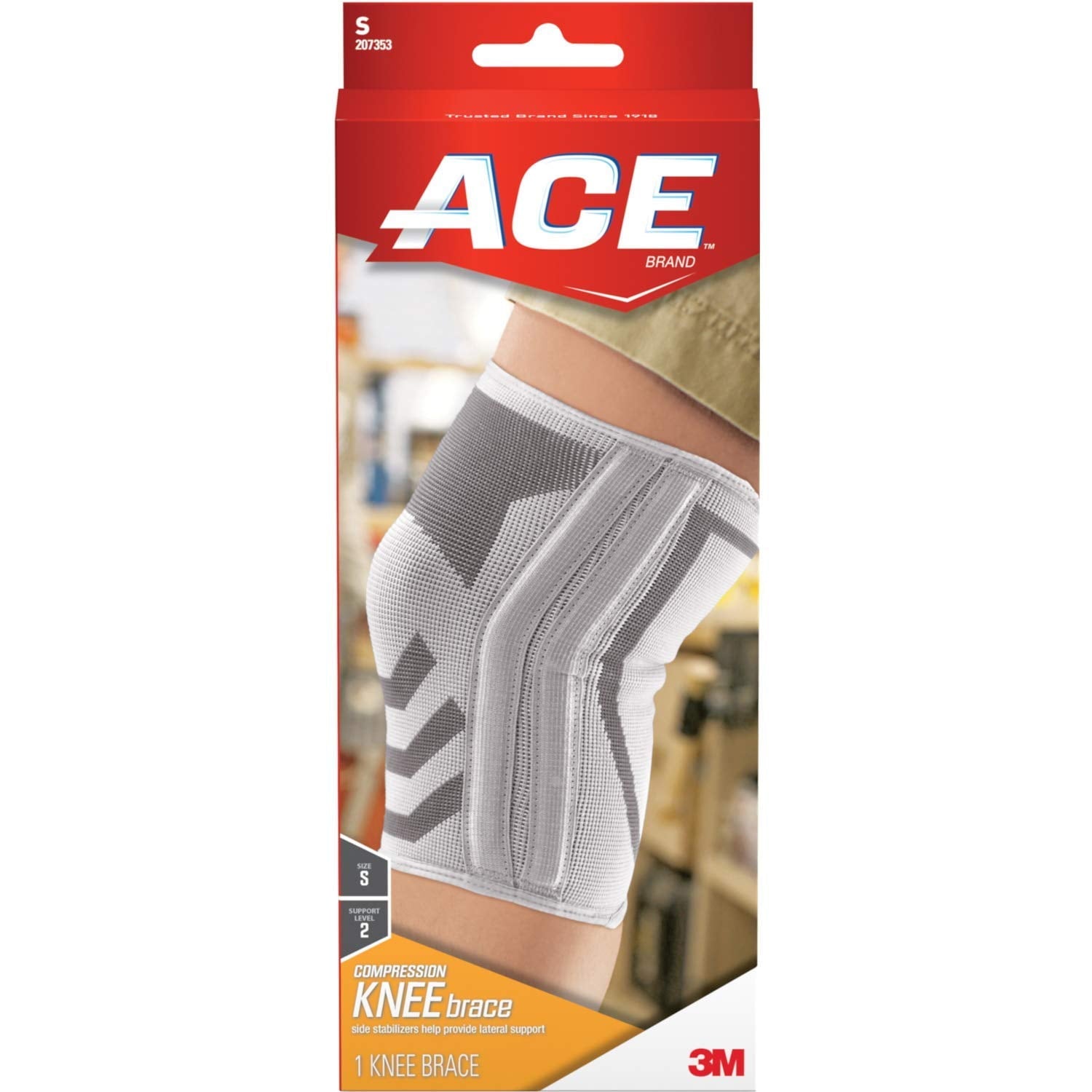 Ace Knitted Knee Compression Brace W/ Side Stabilizers Flexible Small,1Ct