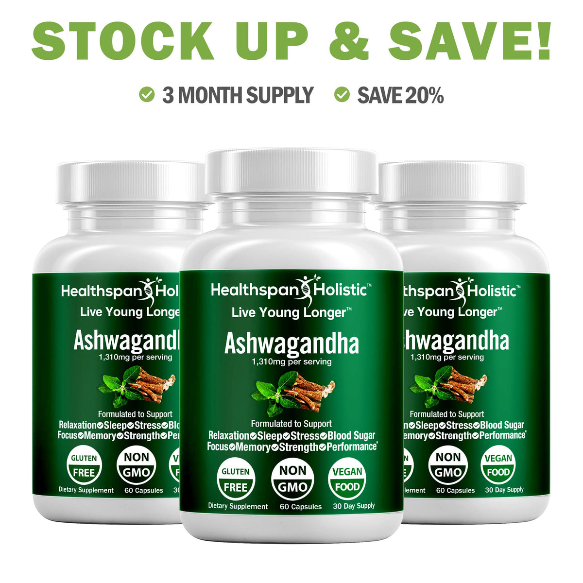 Organic Ashwagandha Adaptogen 60 Capsules