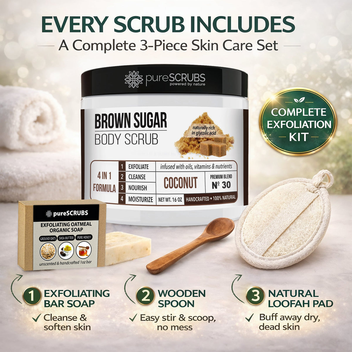 Coconut Body Scrub / Brown Sugar / Premium Blend #30
