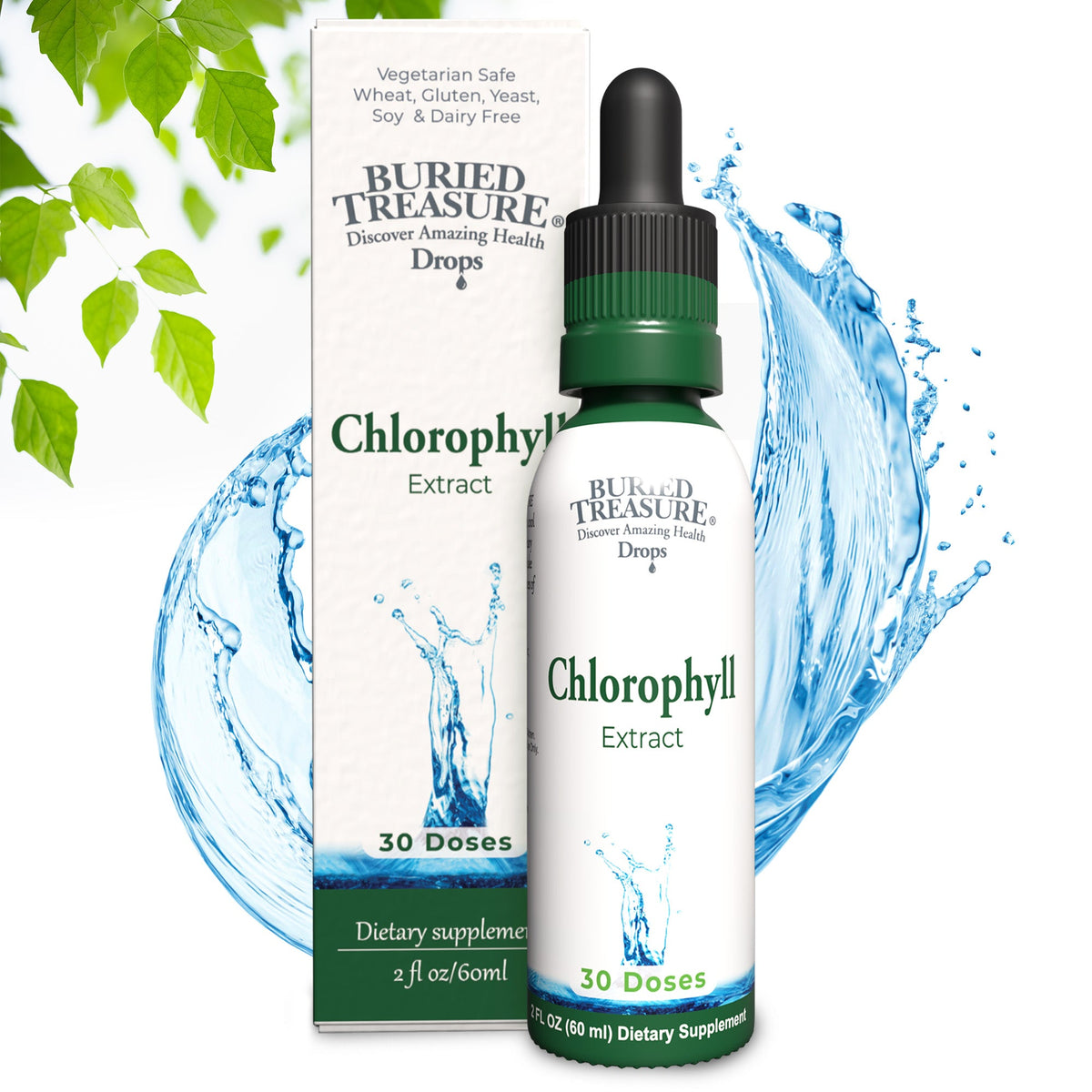 Buried Treasure Liquid Nutrients Chlorophyll Drops, 100 mg per Serving, 2 oz (30 Servings)