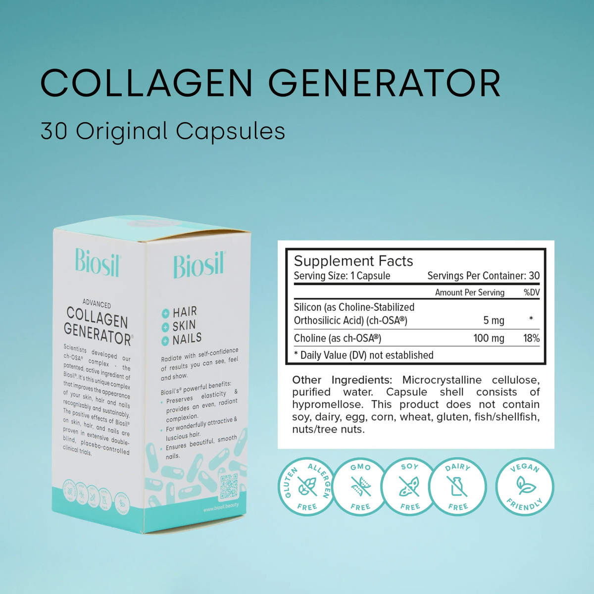 Biosil Collagen Supplements for Women - 120 Original Capsules