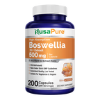 NusaPure Boswellia Serrata 500 mg Per Veggie Caps 200 Count (Ext. 20:1, Non-GMO, Vegetarian, Bioperine) Ayurvedic Herb: Indian Olibanum, Frankincense