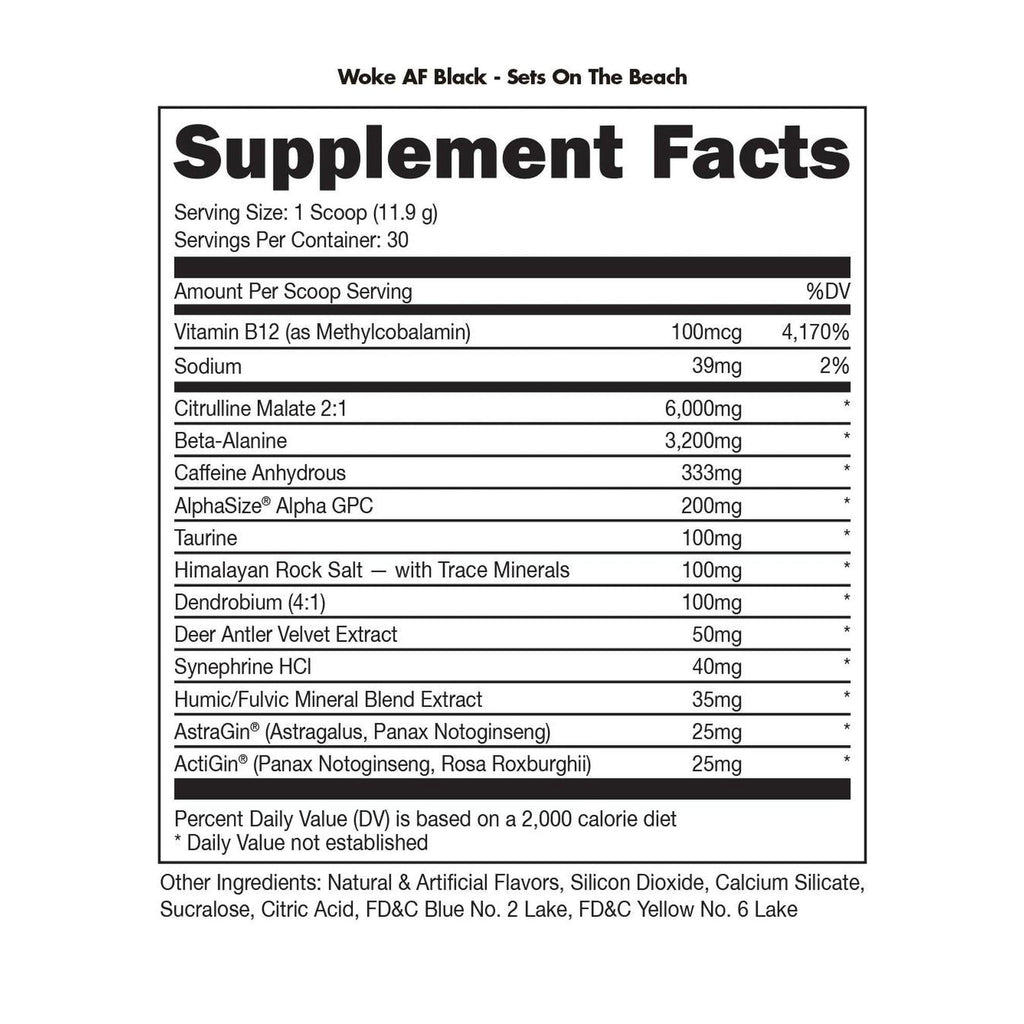 Bucked Up Woke AF BLACK - High Stim Pre-Workout