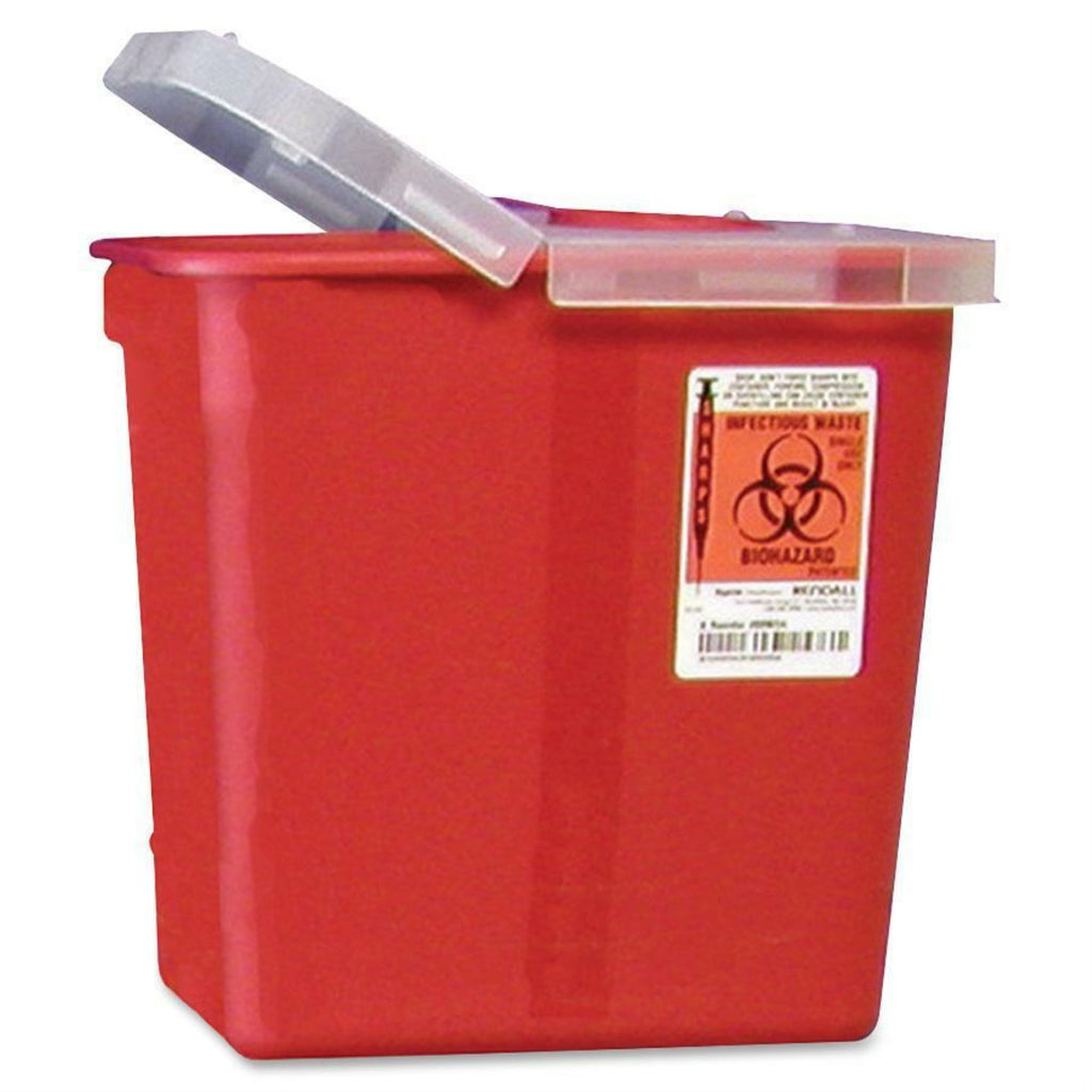 Covidien Sharps Hinged Lid Container - 2 gal Capacity - 10 Height x 10.5 Width x 7.3 Depth - Red - 1 Each