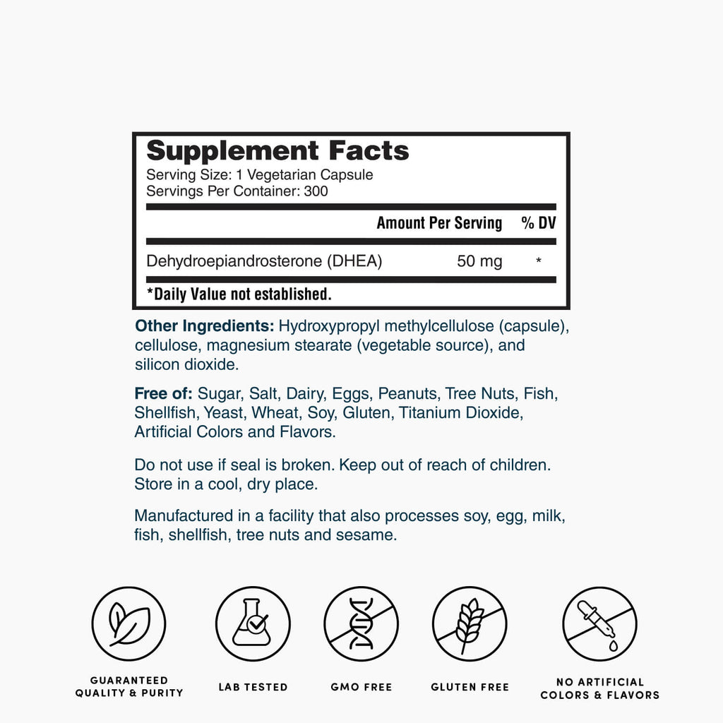 Nature's Lab DHEA Supplement 50 mg - 300 Capsules